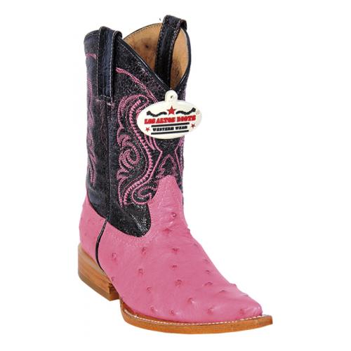 Los Altos Kid's Pink Genuine Ostrich 3X Toe Cowboy Boots 450325