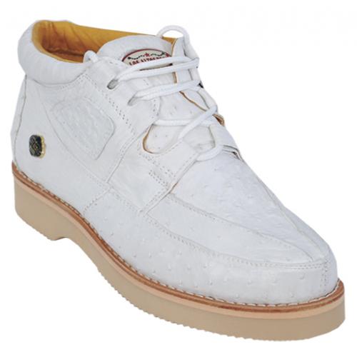 Los Altos White Genuine All-Over Ostrich Casual Shoes ZA060328