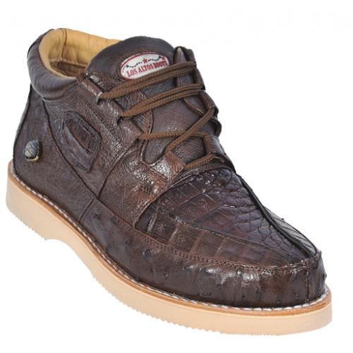 Los Altos Brown Genuine Crocodile / Ostrich Casual Shoes ZA050207