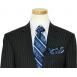 Extrema By Zanetti Navy Blue / White Dual Pinstripes Super 140's Wool Suit FU1914/4