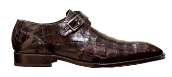Side of Mezlan Brown Crocodile Shoes With Monkstrap