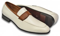 Tayno "Dermot" White / Chestnut Brown Vegan Leather Loafer Shoes