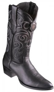 Los Altos Black Genuine All Over Goat Round Toe Cowboy Boots 659205