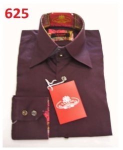 Axxess Classic Burgundy Modern Fit Cotton Dress Shirt With Button Cuff 625.