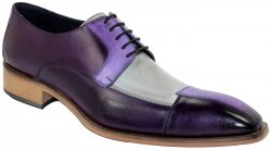 Duca Di Matiste "Torino" Purple Combination Genuine Calfskin Lace-up Shoes.