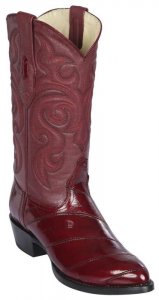 Los Altos Burgundy Genuine Eel Skin Round Toe Cowboy Boots 600806