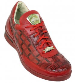 Fennix “3183” Red Genuine Alligator/ Fennix Leather in Engraved Leather Sneakers