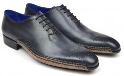 Paul Parkman ''86A5-ANT" Anthracite Grey Genuine Leather Opanka Stitched Medallion Toe Shoes.