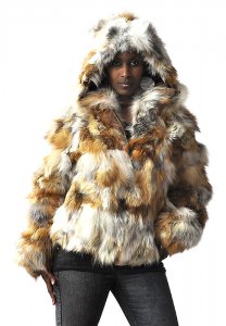 Winter Fur Ladies Natural Genuine Red Fox Jacket With Detachable Hood W11S04NA.