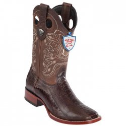 Wild West Brown Genuine Ostrich Leg Square Toe Cowboy Boots 28240507