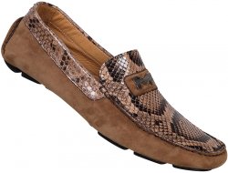 Mauri "9155" Brown / Beige Genuine Python / Suede Shoes