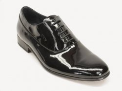 Carrucci Black Genuine Calf Skin Patent Leather Perforation Shoes KS475-01P