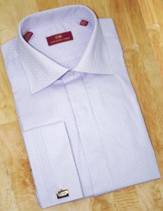 Steven Land Lavender Herringbone Design 100% Cotton Dress Shirt