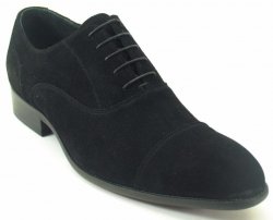 Carrucci Black Genuine Suede Lace-up Oxford Shoes KS505-11S.