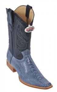 Los Altos Blue Jean Genuine All-Over Ostrich Leg Square Toe Cowboy Boots 710514