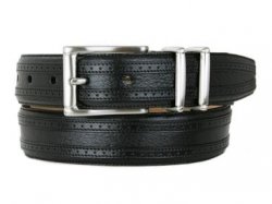 Mezlan "AO8594" Black Genuine Deer Skin / Cordovan Leather Belt