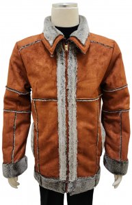 Prestige Rust / Grey Vegan Suede / Faux Fur Sherpa Jacket BD-600