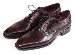 brown and burgundy shoe with dark lace
