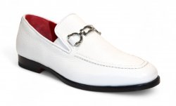 Emilio Franco "Edgardo" White Genuine Italian Deer Skin Leather Loafers.