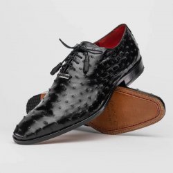 Marco Di Milano "Criss" Black Fully Wrapped Genuine Ostrich Quill Sneakers