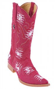 Los Altos Red Denim With Patches 3X Toe Cowboy Boots 954412