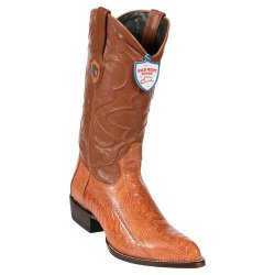 Wild West Cognac Genuine Ostrich Leg J Toe Cowboy Boots 2990503