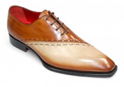 Emilio Franco "Arstide" Beige/Brandy Genuine Italian Leather Dress Shoes.