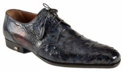 Mauri 1188/1 Wonder Blue Genuine Ostrich Hand-Painted Shoes.
