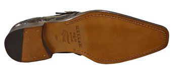 Bottom of Mezlan Brown Crocodile Shoes With Monkstrap