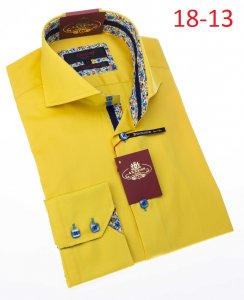 Axxess Yellow 100% Cotton Modern Fit Dress Shirt 18-13.