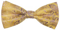 Classico Italiano Gold / Lavender 100% Silk Bow Tie / Hanky Set BH2349