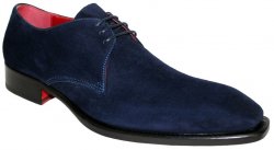 Emilio Franco "Uberto" Navy Blue Calfskin Suede Plain Toe Derby Shoes.