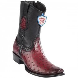 Wild West Faded Burgundy Genuine Ostrich Dubai Toe Cowboy Boots 279B0343