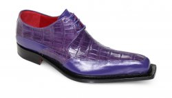 Fennix Italy "Frank" Purple Genuine Alligator / Italian Calfskin Leather Lace-Up Oxford Dress Shoes.