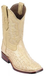 Los Altos Oryx Genuine Caiman Flank Wide Square Toe Cowboy Boots 826A1811