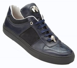 Mauri "Arno" 8817 Blue Genuine Crocodile / Suede / Nappa Leather Sneakers