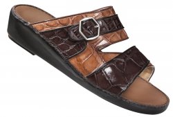 Mauri "1694/2" Dark Brown / Cognac Genuine Alligator Hand Painted Platform Sandals
