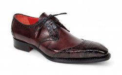 Fennix Italy "Jax" Burgundy Genuine Alligator / Italian Suede Leather Lace-Up Dress Shoes.