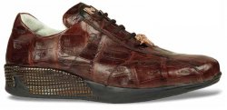 Mauri "Cordusio" 8547 Dark Brown Genuine All Over Baby Crocodile Hand-Painted Casual Sneakers