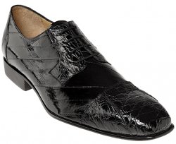Belvedere "Francesco" Black Genuine Crocodile/Eel Shoes