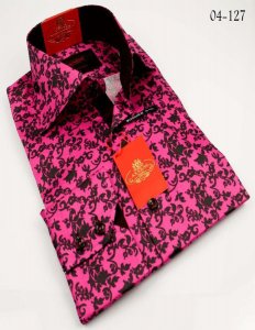 Axxess Pink / Blue Handpick Stitching 100% Cotton Dress Shirt 04-127