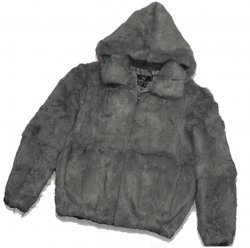 Winter Fur Ladies Grey Skin Rabbit Jacket With Detachable Hood W05S04GR.