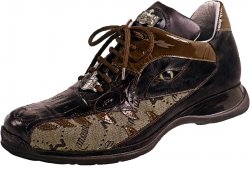 Mauri "Louisiane" 8770 Taupe / Dark Brown / Camel Genuine Baby Crocodile / Patent Leather / Mauri Print Fabric / Nappa Leather Shoes