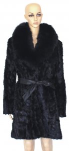 Winter Fur Ladies Pieces Mink 3/4 Coat With Fox Collar And Belt W03Q08BK