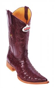 Los Altos Burgundy Genuine All-Over Ostrich 3X Toe Cowboy Boots 950306