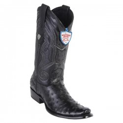 Wild West Black Genuine Full Quill Ostrich Dubai Toe Cowboy Boots 2790305