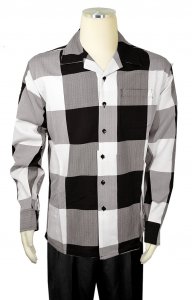 Bagazio Black / White / Grey Checker Design Long Sleeve Outfit BM1930