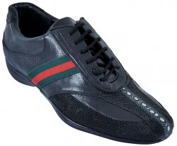 Los Altos Black Genuine Stingray Rowstone W/Deer Casual Shoes ZC071105.