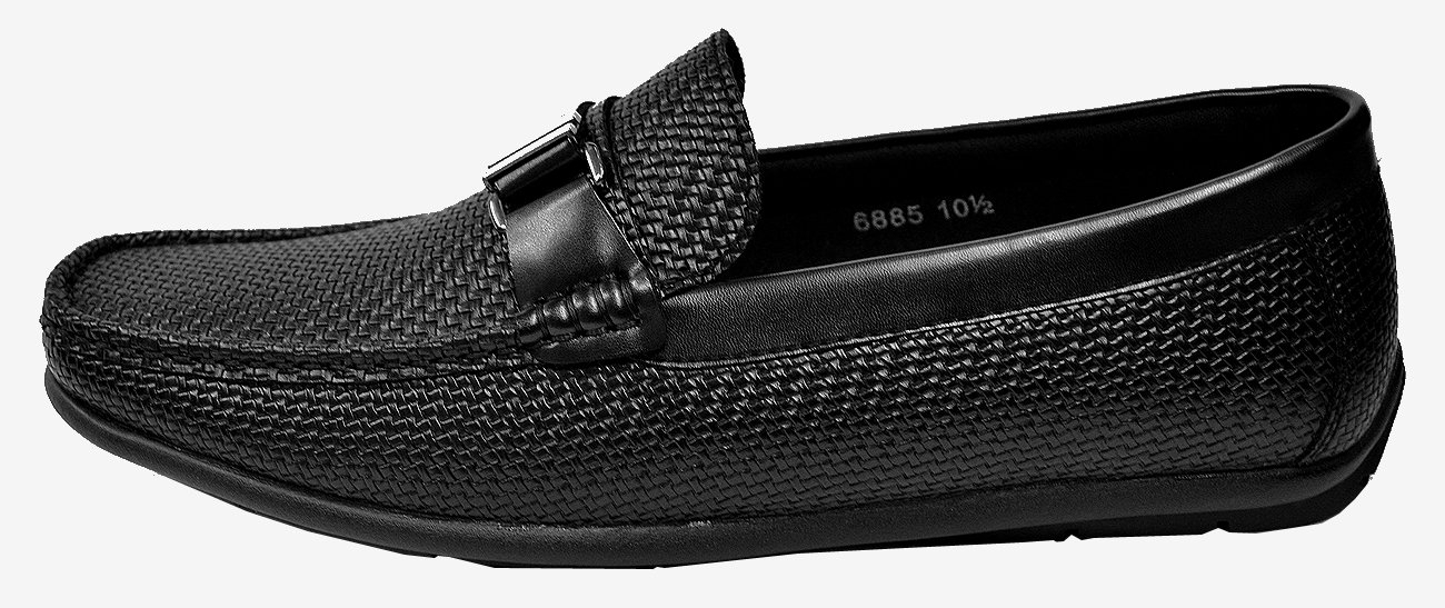 AC's casuals black woven vegan leather loafers 6885