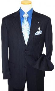 Giorgio Sanetti Navy Blue/Royal Blue Pinstripes Super 150's 100% Wool Suit 21241